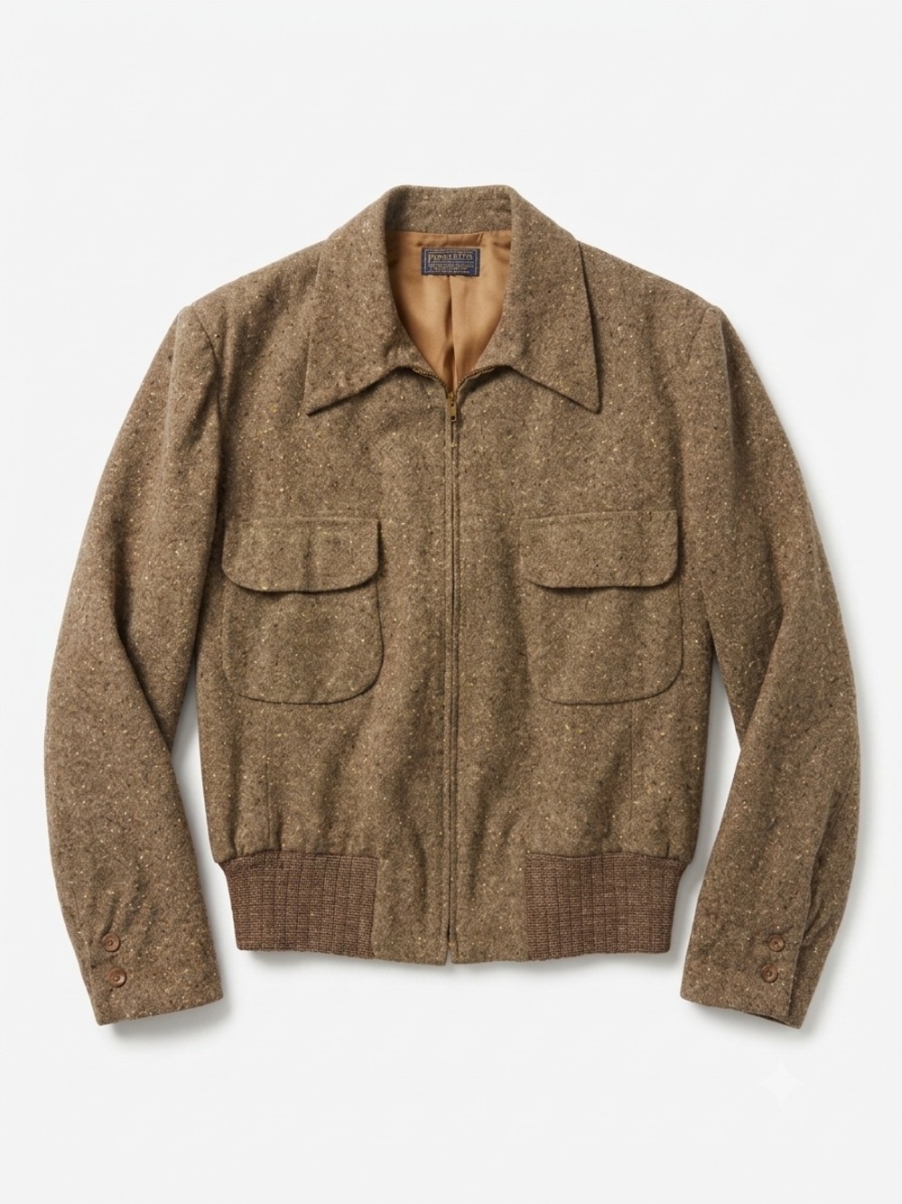 Vintage Pendleton Brown Wool Zip-Front Field Jacket